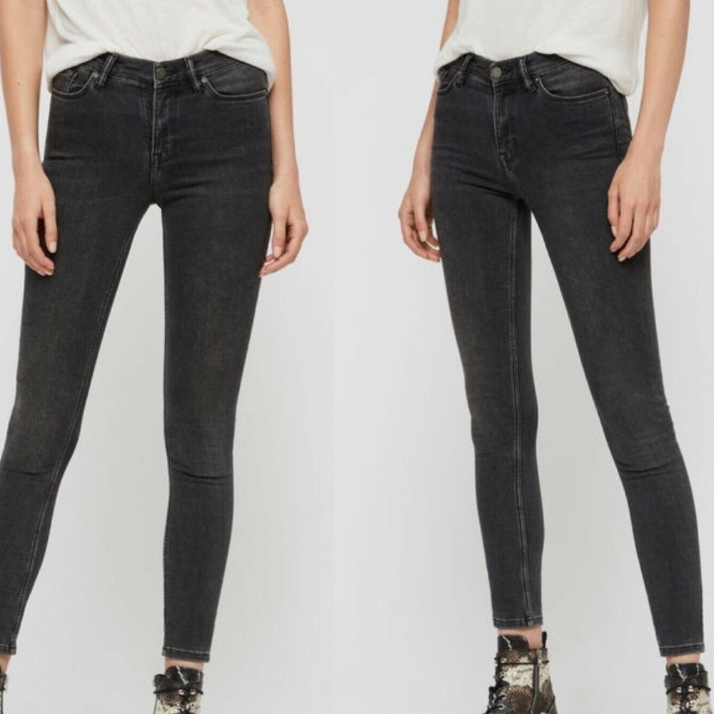 All Saints Black Wash Mast Skinny Jeans Size 25